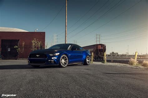 Deep Impact Blue Ford Mustang S550 Forgestar Cf5v Wheels Forgestar