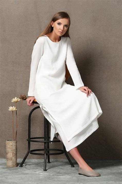 White Dress Women Cotton Dress With Pockets Casual Dress Etsy White Dresses For Women Women