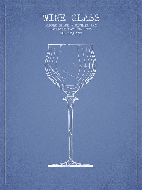 Wine Glass Patent From 1986 Light Blue Digital Art By Aged Pixel