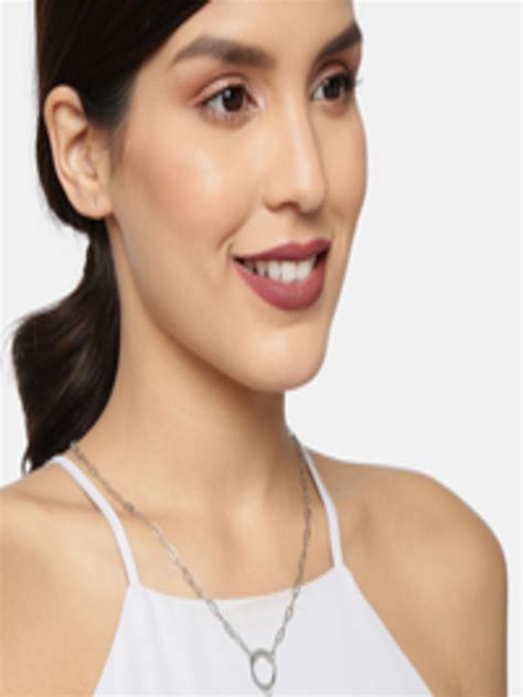 Buy Ayesha Silver Plated Circular Pearl Charm Pendant Chain Link