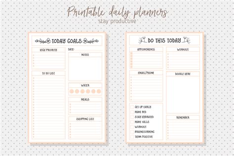 Printable daily planners ~ Objects ~ Creative Market