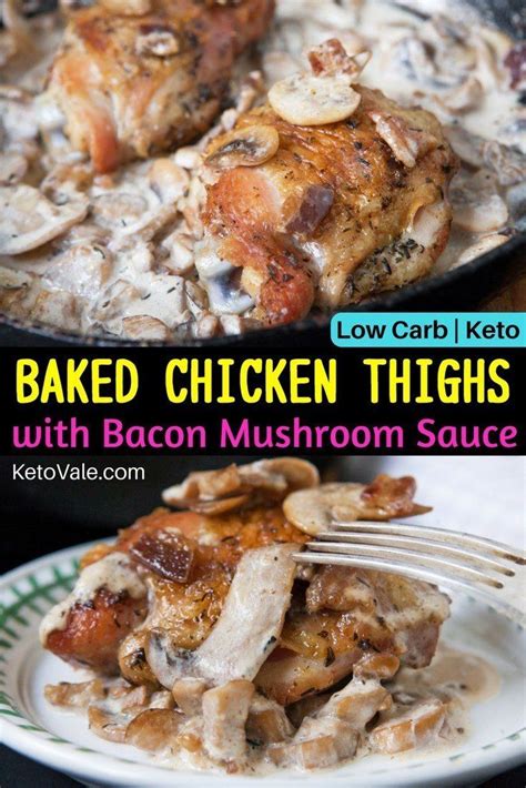 My daughter, who has two young sons to keep up with, shared this great recipe with me several. Chicken Thighs with Bacon Mushroom Sauce | Recipe in 2020 ...