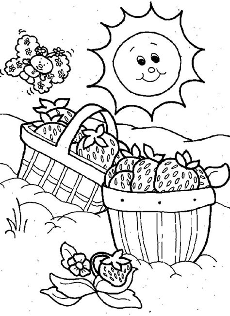 Picnic food coloring page | free printable coloring pages. Strawberry Shortcake Basket for Picnic Coloring Page - NetArt