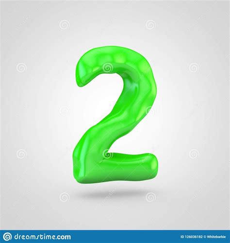 Green Plasticine Number 2 Isolated On White Background Stock