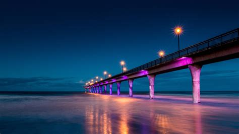 Wallpaper Sea Night Reflection Sunrise Evening Bridge Horizon