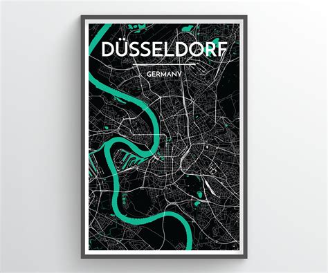 Dusseldorf Germany City Map Print Modern Minimalist Art Etsy