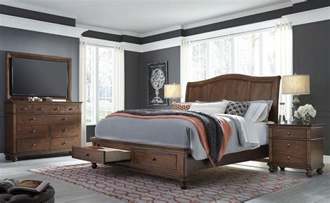 Life in historical federal city is exciting. Aspenhome Oxford 4pc Sleigh Storage Bedroom Set in Whiskey ...