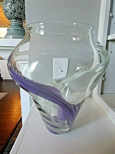 1225 Signed Barry Entner Large Swirl Art Glass Dual Chamber Vase