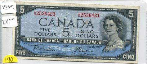1954 Bank Of Canada 5 Dollar Bill Schmalz Auctions