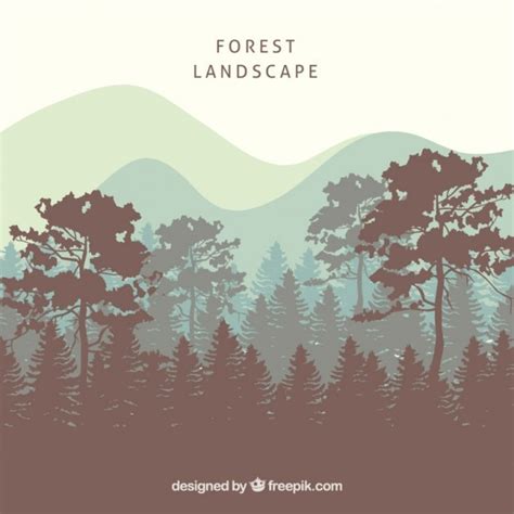 Premium Vector Forest Landscape Background With Tree Silhouettes