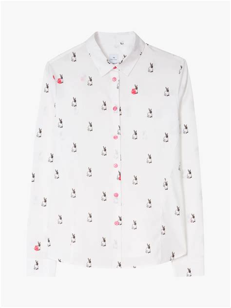 Ps Paul Smith Rabbit Print Cotton Shirt White