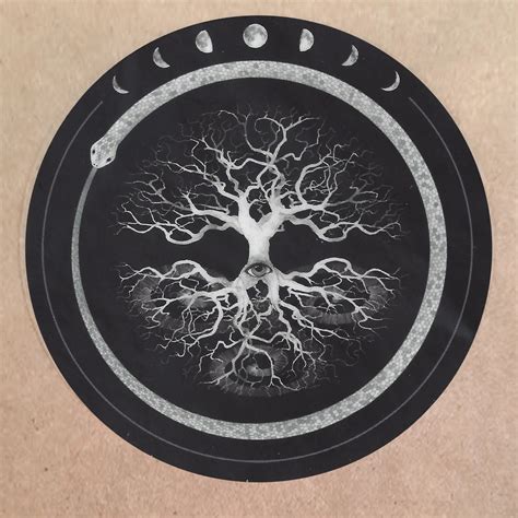 Ouroboros Tree Of Life Vinyl Sticker Etsy