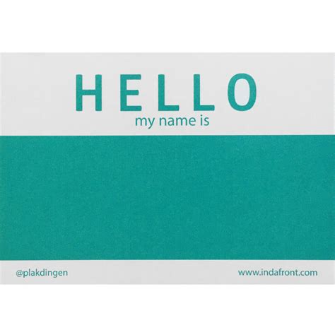 Hello My Name Is Stickers Turquoise 50 St Indafront