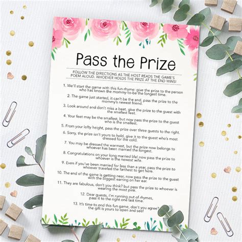 Pass The Prize Baby Shower Game Printable