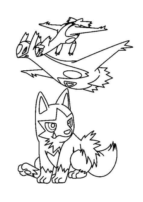 Latios looks similar to latias, though he is blue and a bit larger; Coloriage Pokémon Latios, Latias et Medhyèna