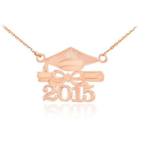 14k Rose Gold Class Of 2015 Graduation Pendant Necklace