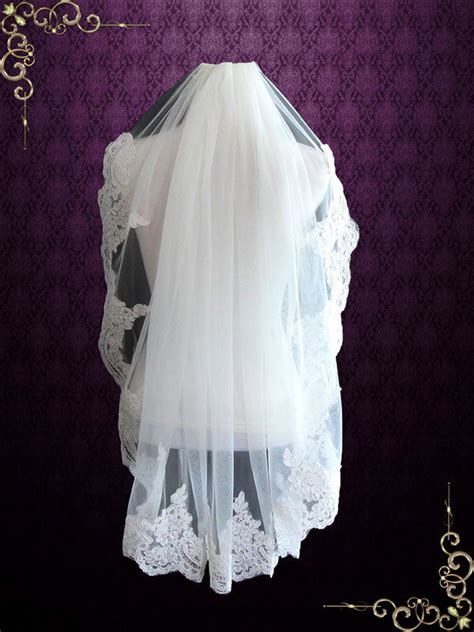 Fingertip Wedding Veil With Alencon Lace Vg1057 Ieie