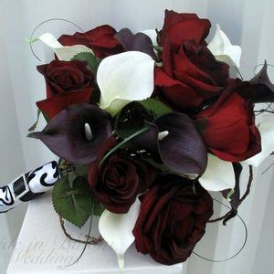 Wedding Bouquet Real Touch Majestic Red Calla Lily Black Etsy Lily