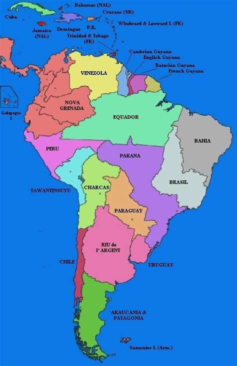 Central America On World Map Countries In South America In Spanish