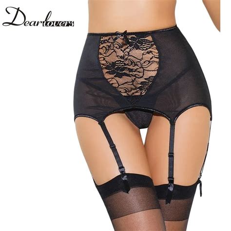 Dear Lover Plus Size High Waisted Black Lace Hollow Out Garter Belt Hot Selling 2017 Sexy