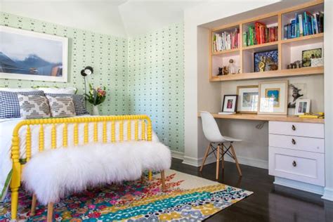 Colorful Eclectic Girls Room With Green Wallpaper Hgtv Faces Of Design Hgtv
