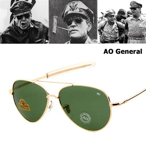 Jackjad Army Military Macarthur Aviation Style Ao General Sunglasses American Optical Glass Lens