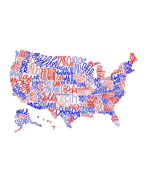 Usa 50 States Map Word Cloud Digital Download Home Decor Etsy Uk