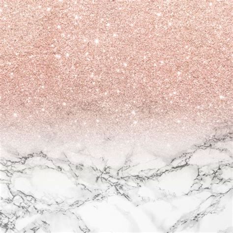 Modern Faux Rose Pink Glitter Ombre White Marble Art Print By Girly