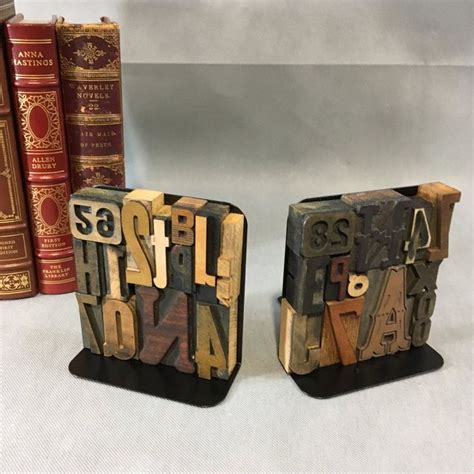 Printers Letterpress Bookends Vintage Printers Wood Blocks Etsy
