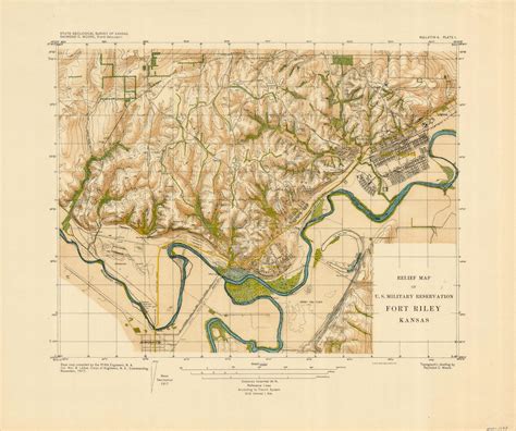 Relief Map Of Us Military Reservation Fort Riley Kansas Art Source