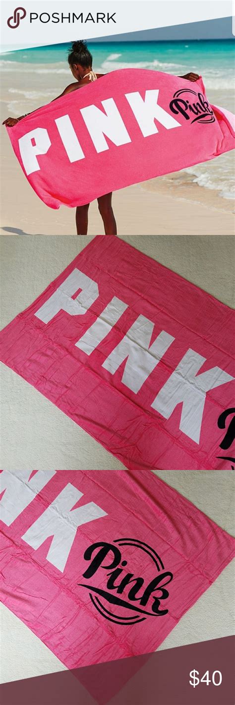 Victorias Secret Pink Beach Towel Pool Logo Pink Beach Towel