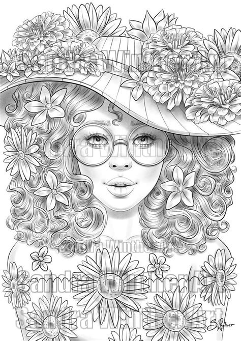 Flower Crazy Printable Digital Coloring Page Etsy Coloring Pages Adult Coloring Book Pages