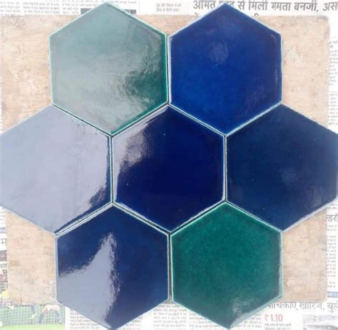 Blue And Green Glossy Hexagonal Ceramic Wall Tile Size X Feet X Mm At Rs Sq Ft In