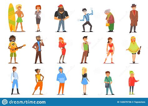 Flat Vector Set Of Various Cartoon People Characters With Different ...