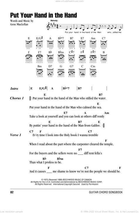 Put Your Hand In The Hand Sheet Music For Guitar Chords Pdf