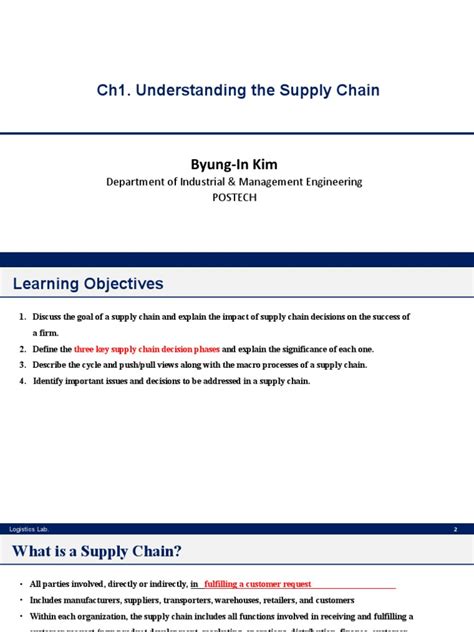 Ch1 Understanding The Supply Chain Student Pdf Supply Chain