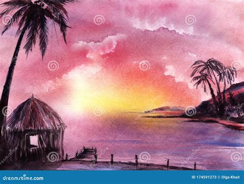 Tropical Islands Sunset Stock Illustrations 937 Tropical Islands