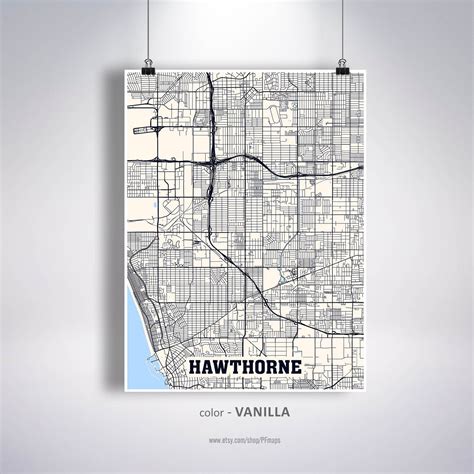 Hawthorne Map Print Hawthorne City Map California CA USA Map | Etsy