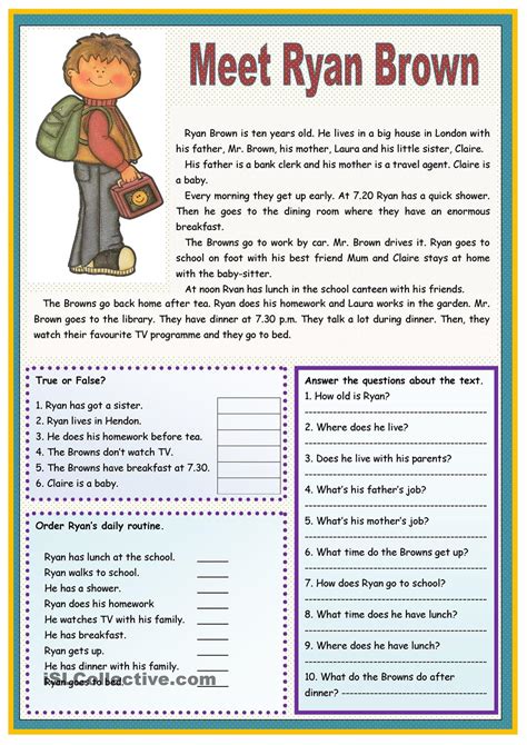 Esl Reading Comprehension Worksheets For Adults