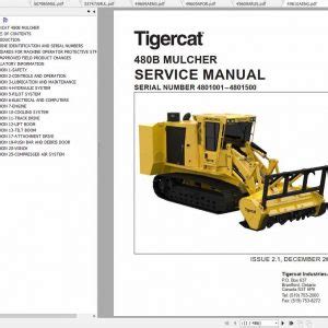 Tigercat Mulcher 480 4800101 4801000 Operator And Service Manual