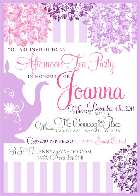 Tea party invitation card template vector illustration sample. Tea Party Baby Shower Invitation Templates Wall | Tea ...