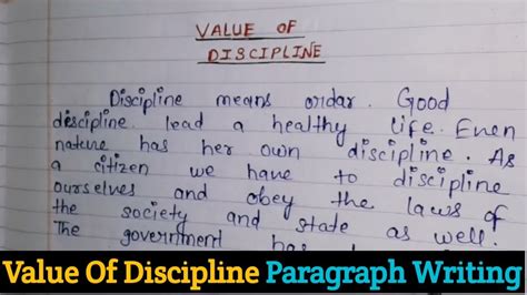 Value Of Discipline Paragraph Writing Essay On Value Of Discipline