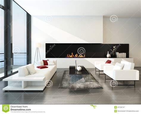 Luxurious Modern Desing Living Room With Fireplace Stock Illustration