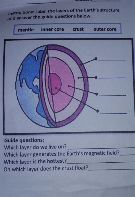 Instructions Label The Layers Of The Earths Structureand Answer The