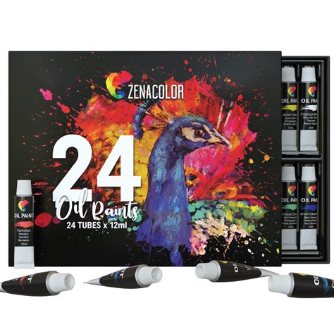 Buy Zenacolor 24 Tube Oil Paint Set 24 X 04 Oz 12ml Oil Paints