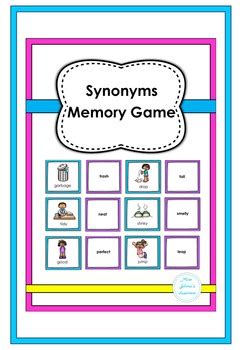 Synonyms Memory Game by Miss Jelena's Classroom | TpT