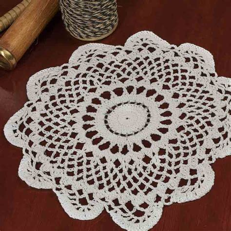 Round Silver Accented Cream Crocheted Doily - Crochet and ...