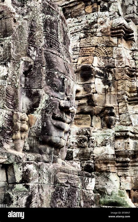 Faces Of Buddha At Bayon Temple Angkor Cambodia Stock Photo Alamy