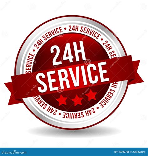 24 Hour Service Button Online Badge Marketing Banner With Ribbon