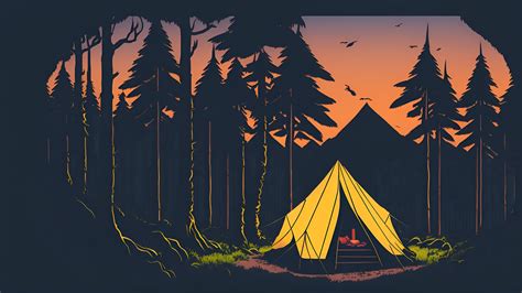 2048x1152 Lone Tent In The Lush Forest Minimalist 2048x1152 Resolution